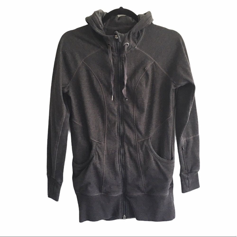 90 Degree by Reflex Front Zip Hooded Long Sleeve Sweatshirt Jacket Grey S